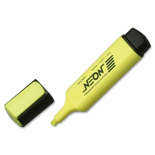 7520012017791, FLAT FLUORESCENT HIGHLIGHTER, CHISEL TIP, YELLOW, DOZEN