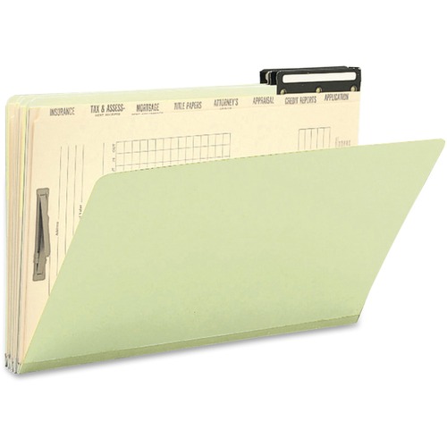 Pressboard Mortgage File Folder With Dividers & Metal Tab, Legal, Green, 10/box