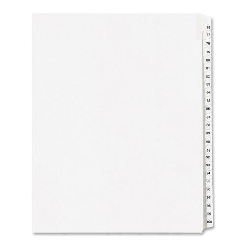 Allstate-Style Legal Exhibit Side Tab Dividers, 25-Tab, 76-100, Letter, White