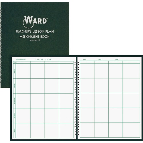 Lesson Plan Book, Wirebound, 8 Class Periods/day, 11 X 8-1/2, 100 Pages, Green