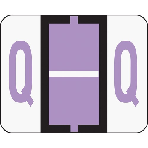 A-Z Color-Coded Bar-Style End Tab Labels, Letter Q, Lavender, 500/roll