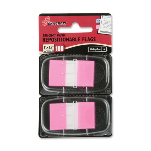 7510013991153, PAGE FLAGS, 1" X 1 3/4", BRIGHT PINK, 100/PACK