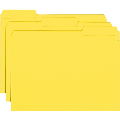 Interior File Folders, 1/3 Cut Top Tab, Letter, Yellow, 100/box