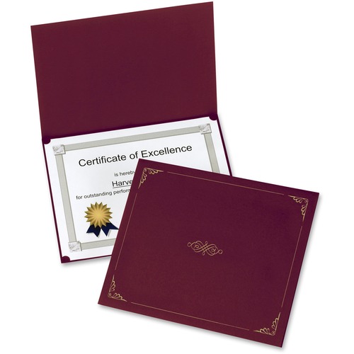 Certificate Holder, 11 1/4 X 8 3/4, Burgundy, 5/pack