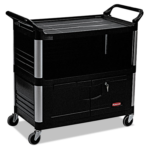 Xtra Equipment Cart, 300-Lb Cap, Three-Shelf, 20-3/4w X 40-5/8d X 37-4/5h, Black