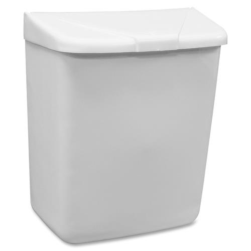 WALL MOUNT SANITARY NAPKIN RECEPTACLE-ABS, PPC PLASTIC, 1 GAL, WHITE