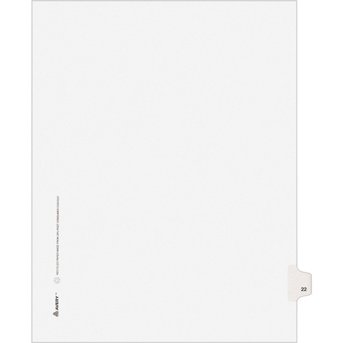 Avery-Style Legal Exhibit Side Tab Divider, Title: 22, Letter, White, 25/pack