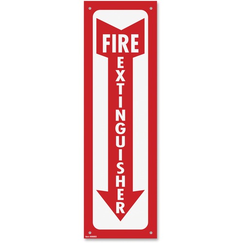 Fire Extinguisher Sign, 4"x13", Glow-In-The-Dark, RD/WE