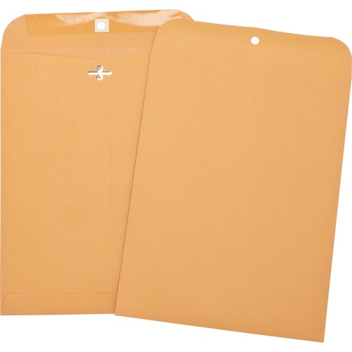 Business Source  Envelopes w/Clasp,Hvy-duty,8-3/4"x11-1/2",100/BX,Brown Kraft