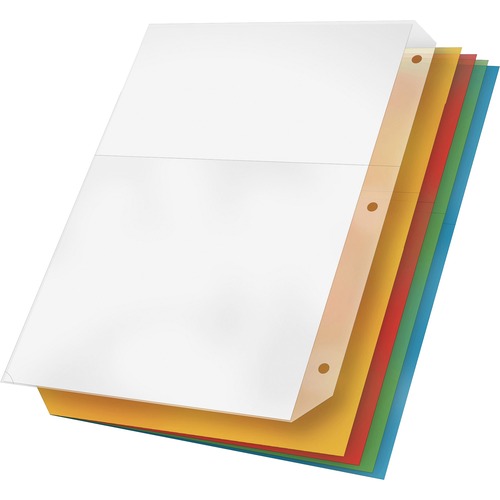 Poly Ring Binder Pockets, 11 X 8 1/2, Assorted Colors, 5/pack