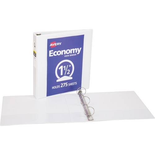 ECONOMY VIEW BINDER WITH ROUND RINGS , 3 RINGS, 1.5" CAPACITY, 11 X 8.5, WHITE, (5726)