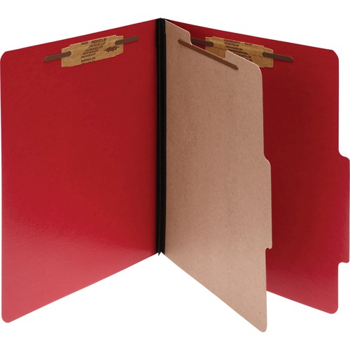 Colorlife Presstex Classification Folders, Letter, 4-Section, Exec Red, 10/box