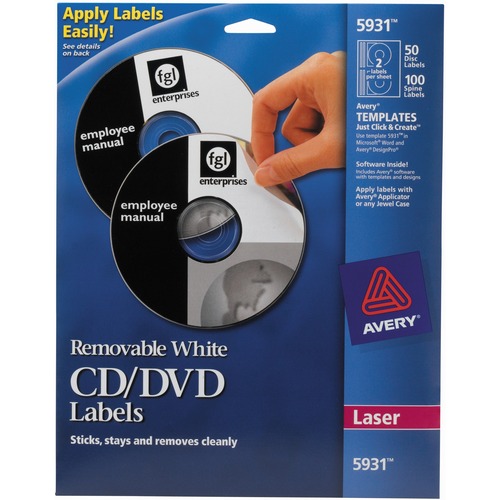 Laser Cd Labels, Matte White, 50/pack