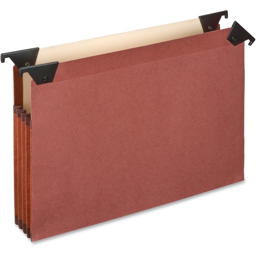 3 1/2" Hanging File Pockets With Swing Hooks, 1/3 Tab, Letter, Brown, 5/box