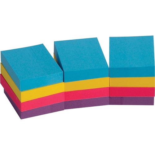 Adhesive Notes,1-1/2"x2",100 Sh/PD,12PD/PK,Assorted Extreme