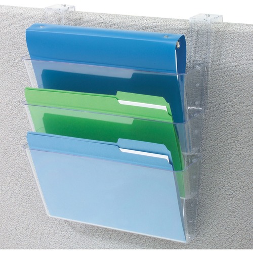 DOCUPOCKET THREE-POCKET FILE SET FOR PARTITION WALLS, LETTER, 13 X 7 X 4, CLEAR