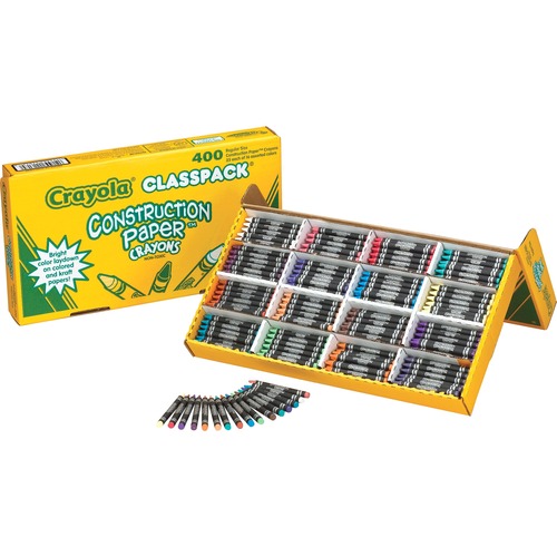 Crayons,Classpk f/Craft Paper,25 ea 16 Colors,400/PK, AST