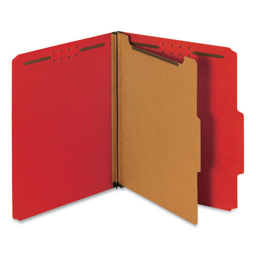 Pressboard Classification Folders, Letter, Four-Section, Ruby Red, 10/box