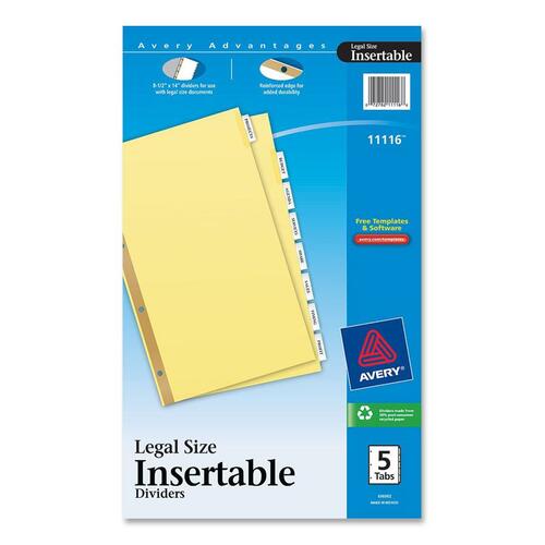 Insertable Standard Tab Dividers, 8-Tab, Legal
