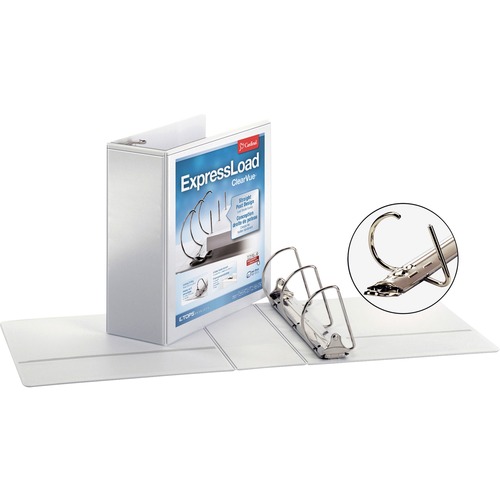 Expressload Clearvue Locking D-Ring Binder, 4" Cap, 11 X 8 1/2, White