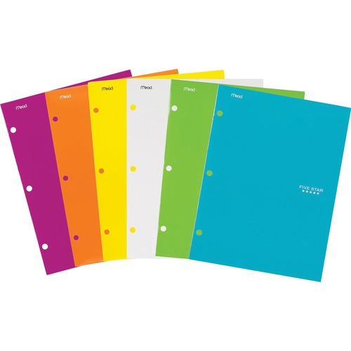 Four-Pocket Portfolio, 8 1/2 X 11, Assorted Colors, Trend Design, 6/pack