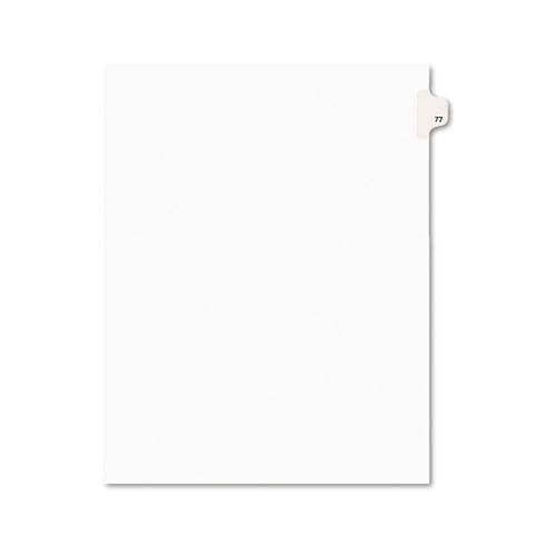 Avery-Style Legal Exhibit Side Tab Divider, Title: 77, Letter, White, 25/pack