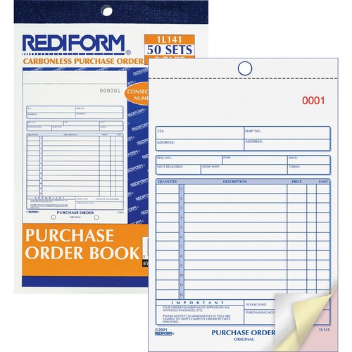 Purchase Order Book, Bottom Punch, 5 1/2 X 7 7/8, 3-Part Carbonless, 50 Forms