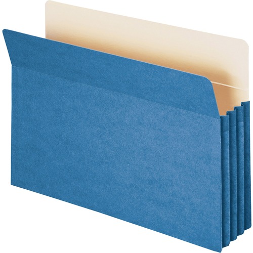 3 1/2" Exp Colored File Pocket, Straight Tab, Legal, Blue