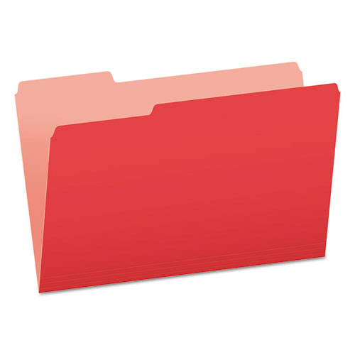 Colored File Folders, 1/3 Cut Top Tab, Legal, Red/light Red, 100/box