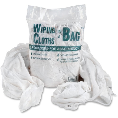 Office Snax  Cotton Wiping Cloths, Assorted Sizes, 1lb, 12BG/CT, WE/BE