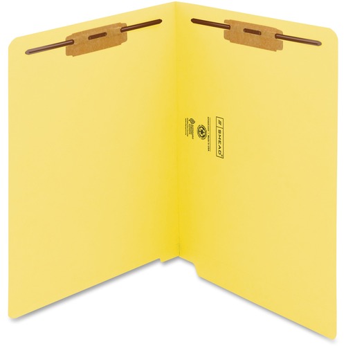 Watershed/cutless End Tab 2 Fastener Folders, 3/4" Exp., Letter, Yellow, 50/box
