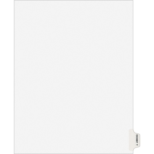 Avery-Style Preprinted Legal Side Tab Divider, Exhibit T, Letter, White, 25/pack
