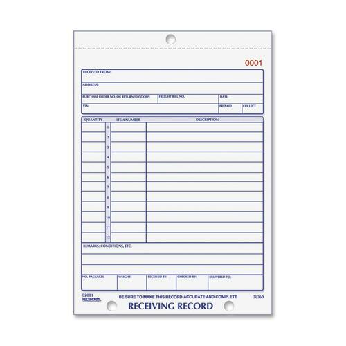 Receiving Record Book, 5 9/16 X 7 15/16, Three-Part Carbonless, 50 Sets/book