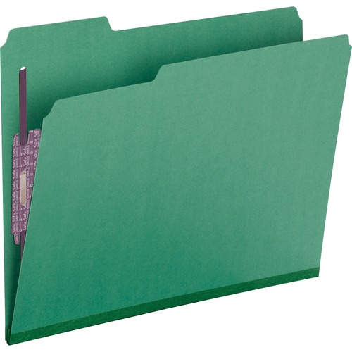 Colored Pressboard Fastener Folders, Letter, 1/3 Cut, Green, 25/box