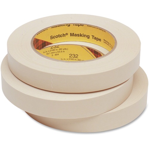 HIGH-PERFORMANCE MASKING TAPE 232, 3" CORE, 12 MM X 55 M, TAN