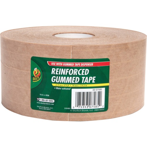 Reinforced Gummed Tape, 2-3/4"Wx375', Tan