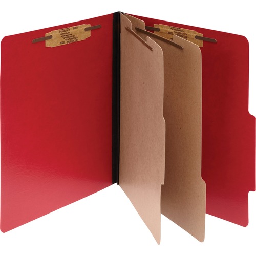 Colorlife Presstex Classification Folders, Letter, 6-Section, Exec Red, 10/box