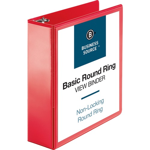 View Binder, Round Ring, 3", Red