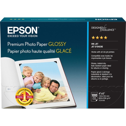 Premium Photo Paper, 68 Lbs., High-Gloss, 4 X 6, 100 Sheets/pack