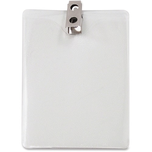 ID BADGE HOLDER W/CLIP, VERTICAL, 3.8W X 4.25H, CLEAR, 50/PACK