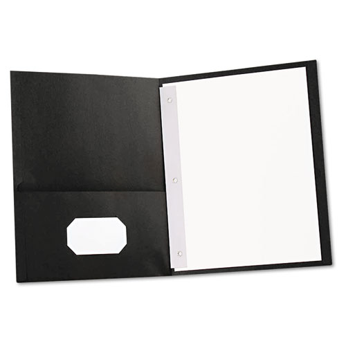 Two-Pocket Portfolios W/tang Fasteners, 11 X 8-1/2, Black, 25/box