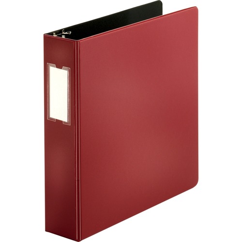 D-Ring Binder, w/Label Holder, Hvy-Dty, 2", Burgundy