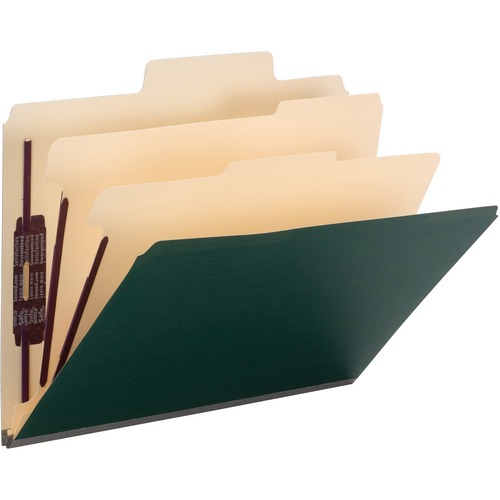 COLORED TOP TAB CLASSIFICATION FOLDERS, 6 SECTIONS, LETTER, DARK GREEN, 10/BX