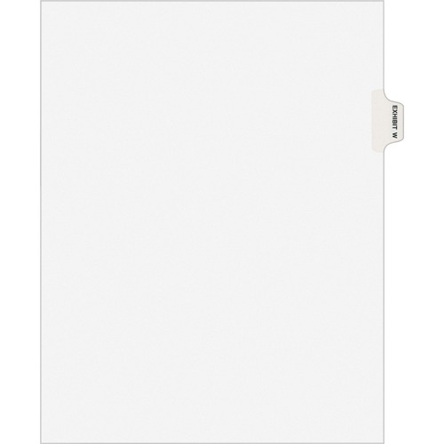 Avery-Style Preprinted Legal Side Tab Divider, Exhibit W, Letter, White, 25/pack