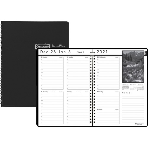 WEEKLY PLANNER WITH BLACK AND WHITE PHOTOS, 8 1/2 X 11, BLACK, 2019