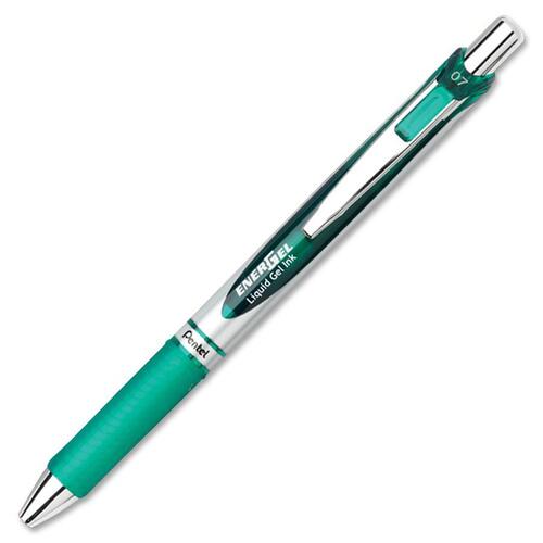 Energel Rtx Retractable Liquid Gel Pen, .7mm, Black/gray Barrel, Green Ink