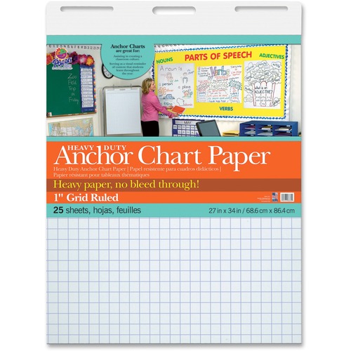 Anchor Chart Paper, 1" Grid Rld, 27"x34", 25Shts, 4/CT, WE
