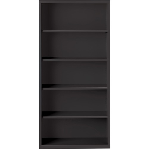 Bookcase, 5-Shelf, Steel, 34-1/2"x12-5/8"x72", Black