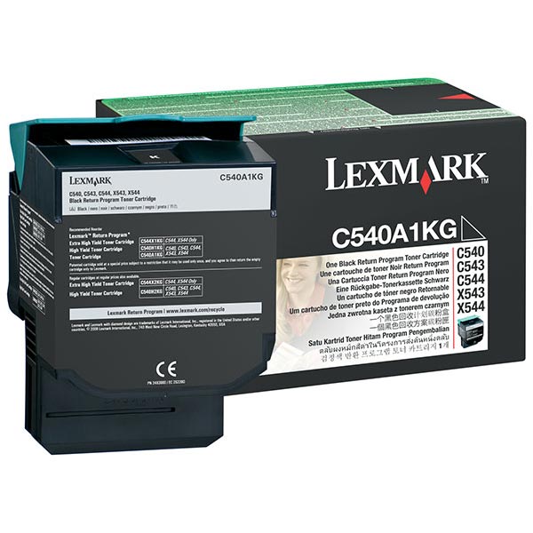 Lexmark C540 C543 C544 X543 X544 Black Return Program Toner Cartridge for US Government (1000 Yield) (TAA Compliant Version of C540A1KG)