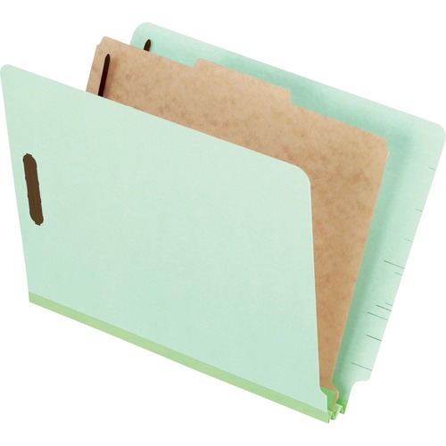 END TAB CLASSIFICATION FOLDERS, 1 DIVIDER, LETTER SIZE, PALE GREEN, 10/BOX